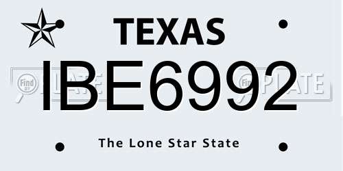 IBE6992 Texas License Plate