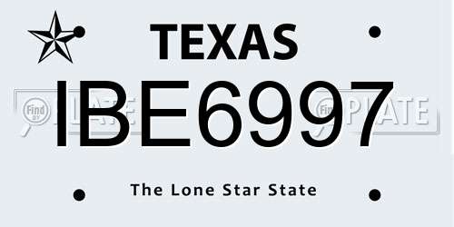 IBE6997 Texas License Plate