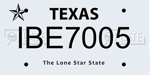IBE7005 Texas License Plate