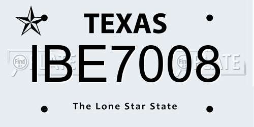 IBE7008 Texas License Plate