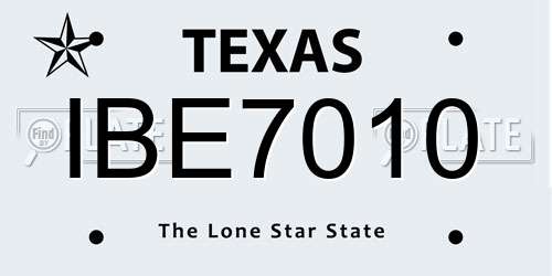 IBE7010 Texas License Plate