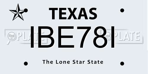 IBE78I Texas License Plate