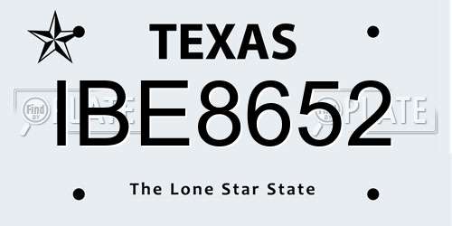 IBE8652 Texas License Plate