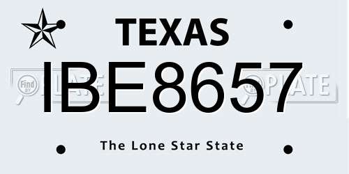 IBE8657 Texas License Plate
