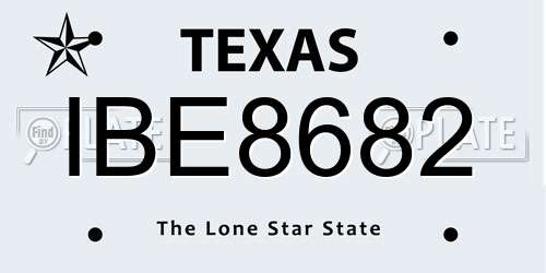 IBE8682 Texas License Plate