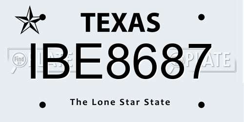 IBE8687 Texas License Plate