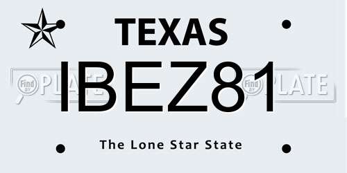 IBEZ81 Texas License Plate