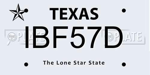 IBF57D Texas License Plate