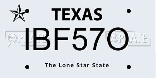IBF57O Texas License Plate