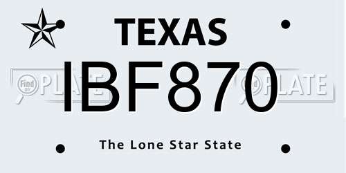 IBF870 Texas License Plate