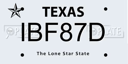 IBF87D Texas License Plate
