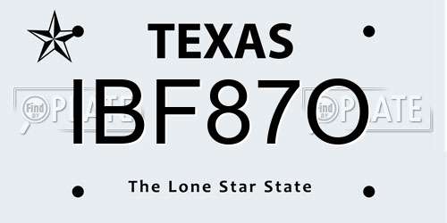 IBF87O Texas License Plate