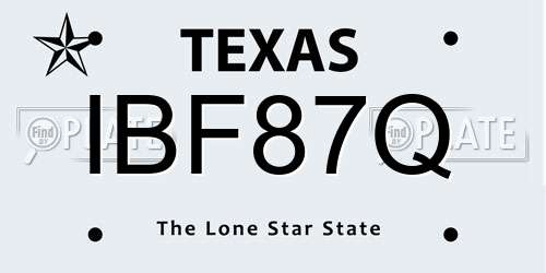 IBF87Q Texas License Plate