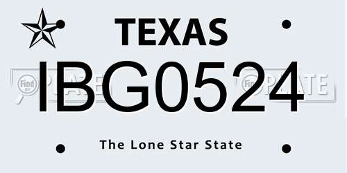 IBG0524 Texas License Plate