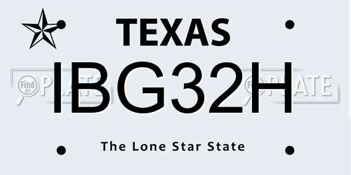 IBG32H Texas License Plate