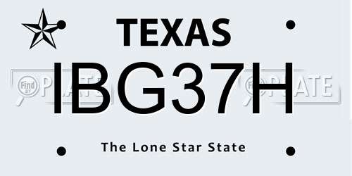IBG37H Texas License Plate