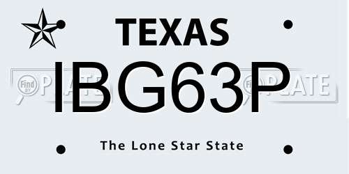 IBG63P Texas License Plate