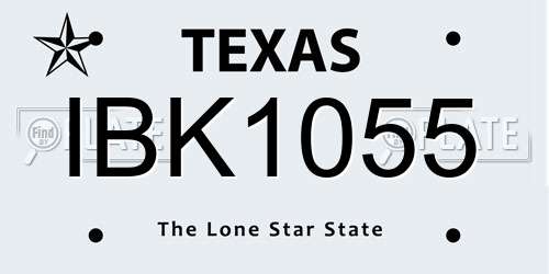IBK1055 Texas License Plate