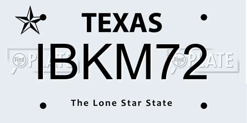 IBKM72 Texas License Plate