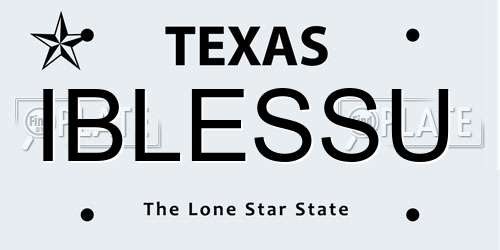 IBLESSU Texas License Plate