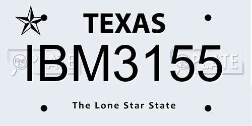 IBM3155 Texas License Plate
