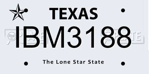 IBM3188 Texas License Plate