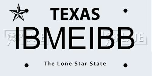 IBMEIBB Texas License Plate