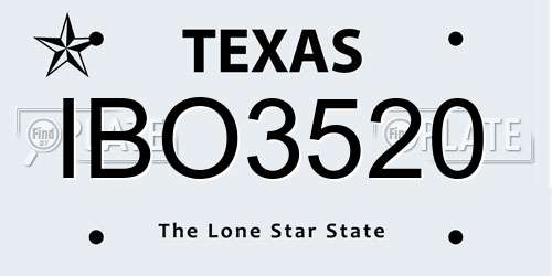 IBO3520 Texas License Plate