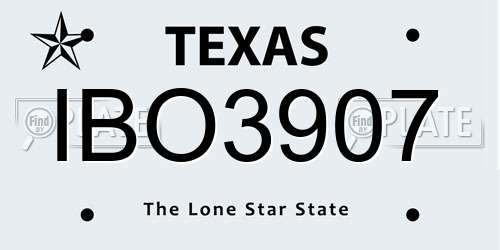 IBO3907 Texas License Plate