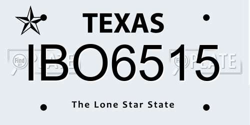 IBO6515 Texas License Plate