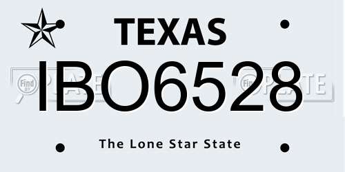 IBO6528 Texas License Plate