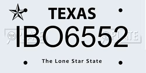 IBO6552 Texas License Plate