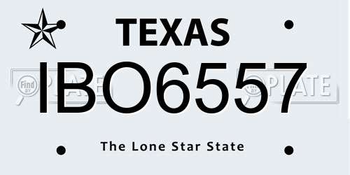 IBO6557 Texas License Plate