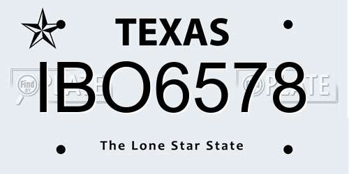 IBO6578 Texas License Plate