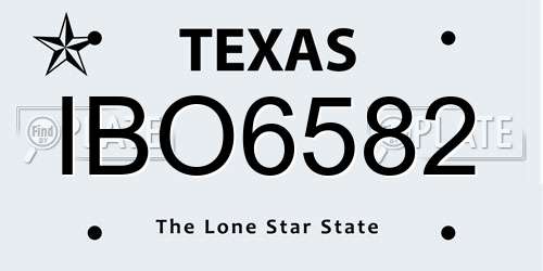 IBO6582 Texas License Plate