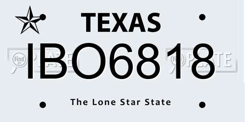 IBO6818 Texas License Plate