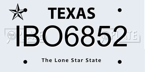 IBO6852 Texas License Plate