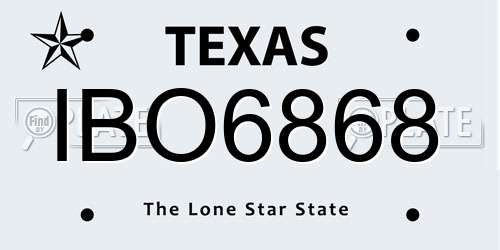 IBO6868 Texas License Plate