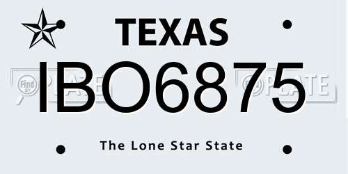 IBO6875 Texas License Plate