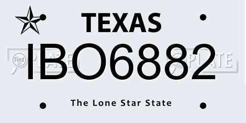IBO6882 Texas License Plate
