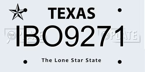 IBO9271 Texas License Plate