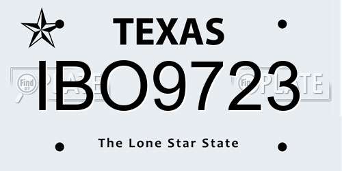 IBO9723 Texas License Plate