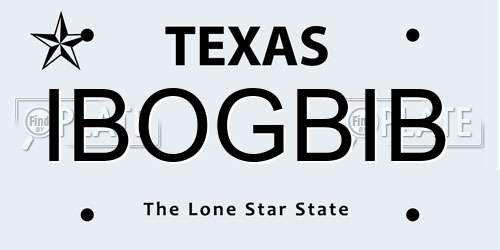 IBOGBIB Texas License Plate