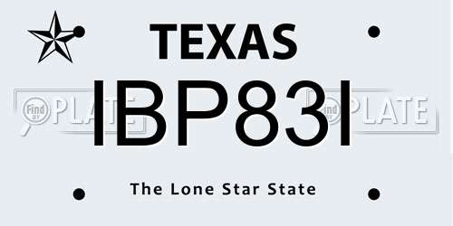 IBP83I Texas License Plate