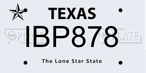 IBP878 Texas License Plate