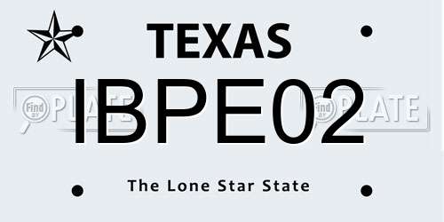 IBPE02 Texas License Plate