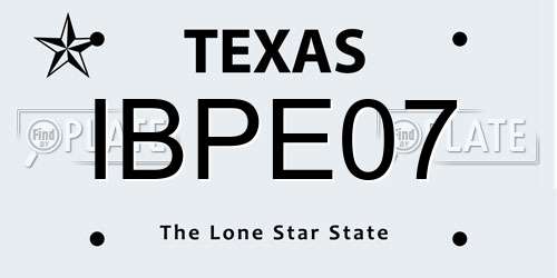 IBPE07 Texas License Plate