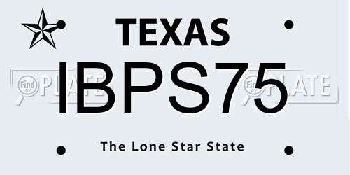 IBPS75 Texas License Plate