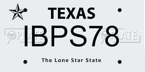 IBPS78 Texas License Plate