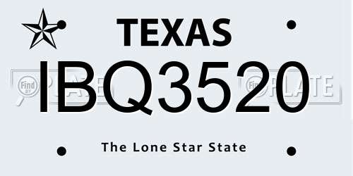 IBQ3520 Texas License Plate